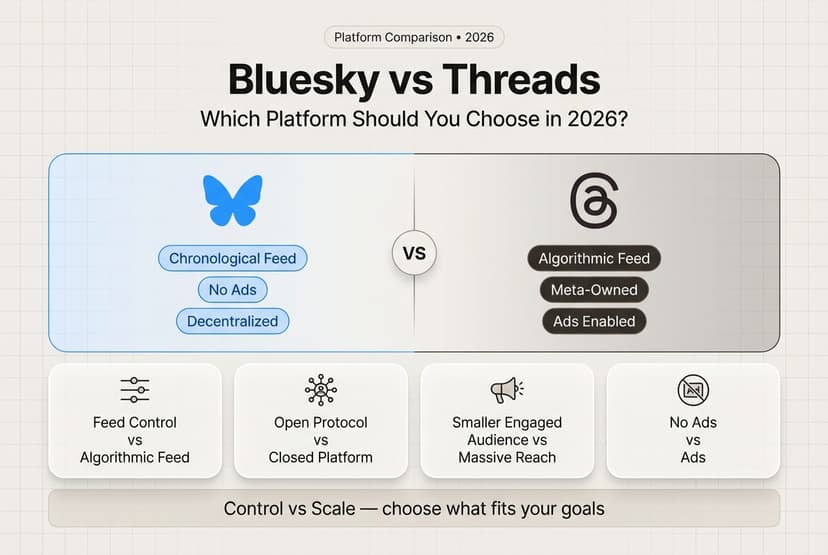 Bluesky vs Threads comparison 2026