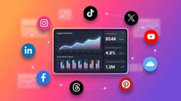 Dashboard für plattformübergreifende Analysen, das 9 soziale Plattformen zeigt
