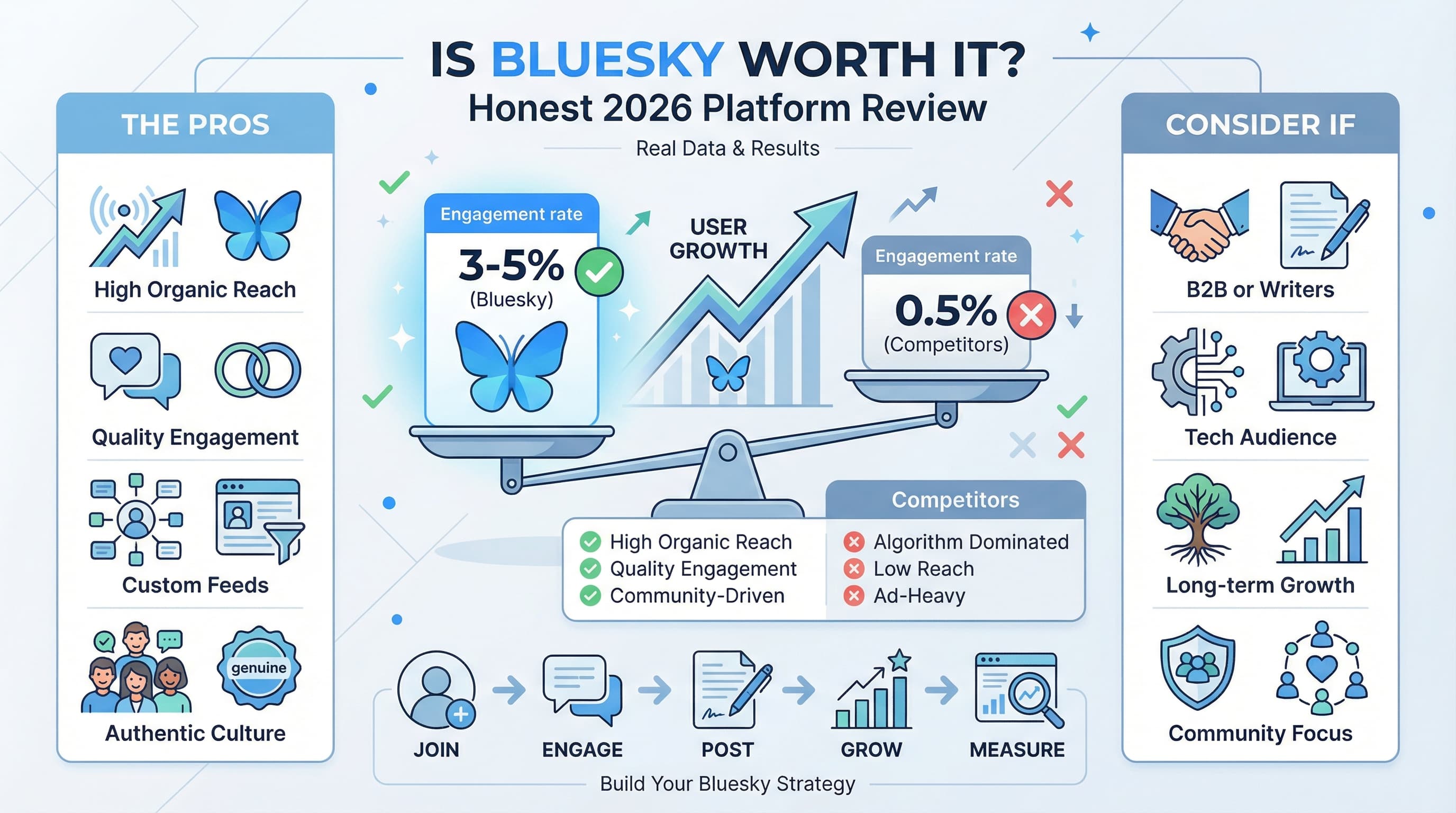 ¿Vale la pena Bluesky? Reseña honesta de 2026 para creadores y marcas