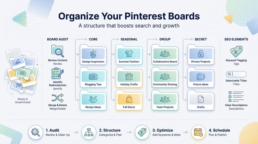 Pinterest Boards Organization Strategy: How to Structure Your Boards for Growth in 2026
