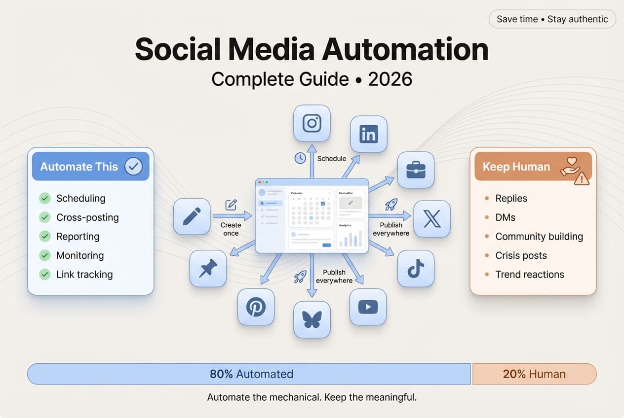 Social media automation tools and scheduling interface