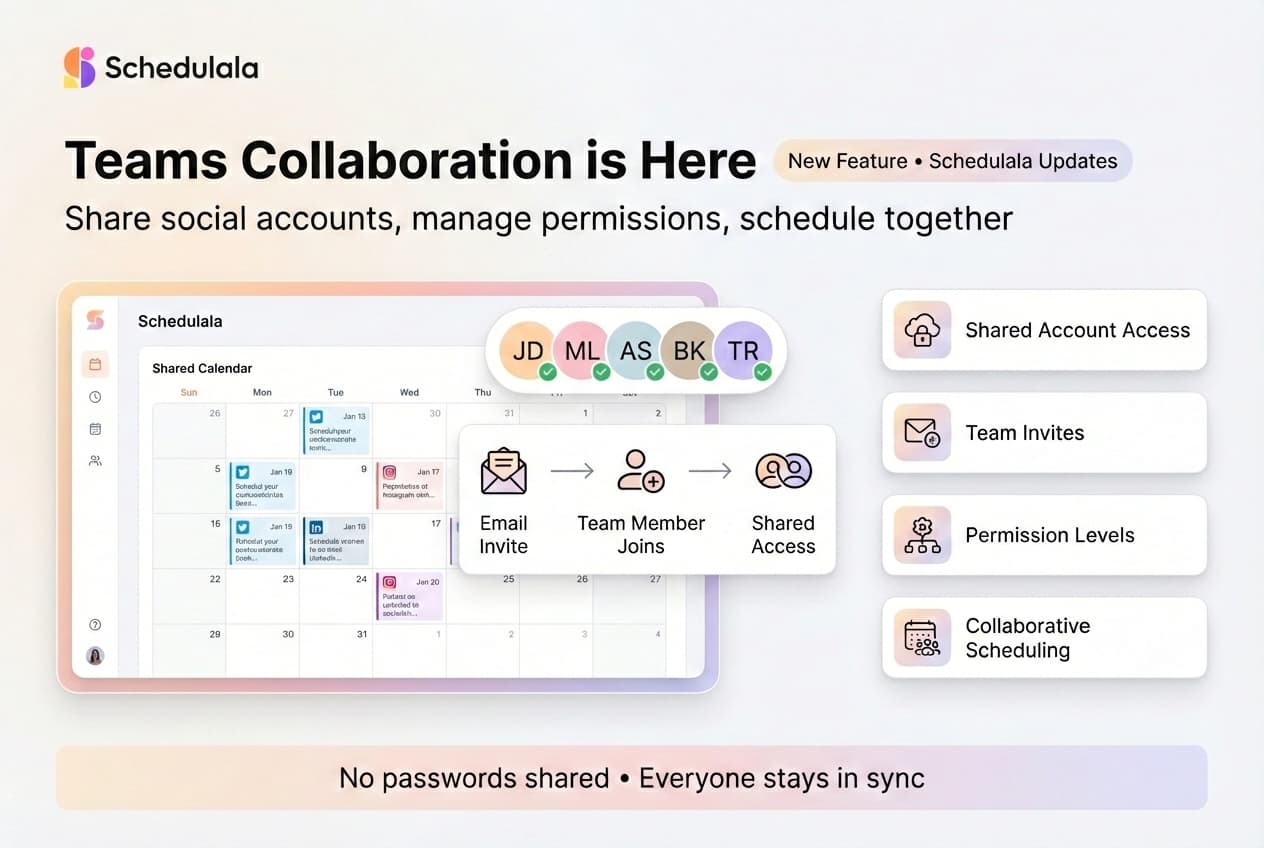 Team collaboration feature for sharing social media accounts