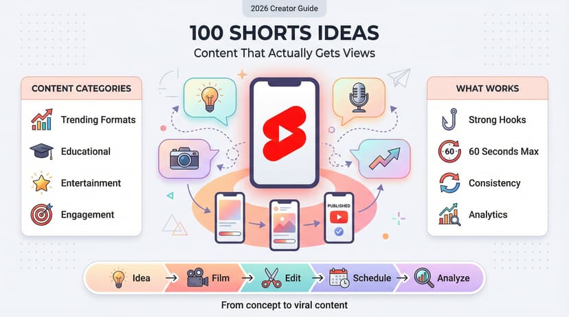 Idees YouTube Shorts : 100 idees de contenu qui generent vraiment des vues en 2026