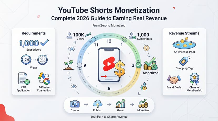 Monétisation YouTube Shorts : Guide complet 2026 pour gagner de l'argent réel